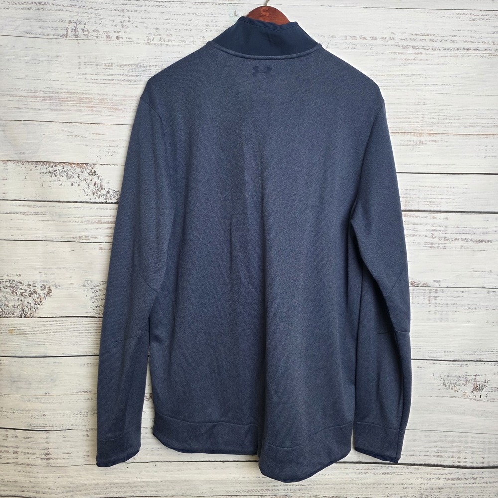 Under Armour Golf Storm Sweater XL Fleece Snap Mock Neck Blue Loose Fit Coldgear - Picture 3 of 11